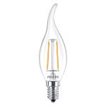 Philips Corepro LED Kaars E14 gebogen punt Filament Helder 2W 250lm - 827 Zeer Warm Wit | Vervangt 25W
